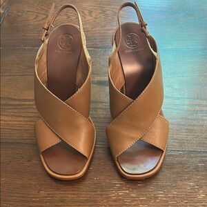 Tory Burch Brown Leather Heeled Sandals